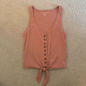 American Eagle Tie Front Button Down Tank Top
